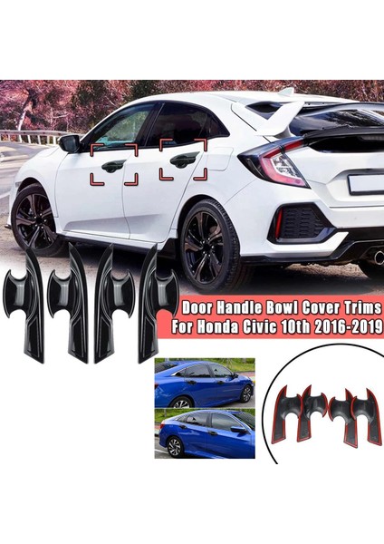 10. Gen Civic Abs Dış Kapı Tığ Kolu Için Honda Civic 2016-2021 Gloss Siyah Için Kapak Kapakları (Yurt Dışından) fiyatları