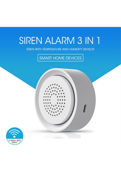 Tuya Wıfı Smart USB Sirene Alarm Sensörü Ses ve Işık Alarmı Sıcaklığı ve Nem Sensörü Alexa Için 1 Arada 3 (Yurt Dışından) modelleri