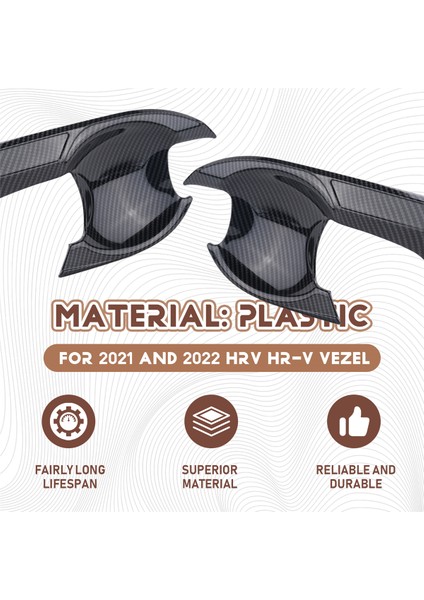 Honda Hrv Hrv Hr-V Vezel 2021 2022 Karbon Fiber Ön Kapı Tutucu Kase Kapak Trim Ekleme Kalıp Garnitörü (Yurt Dışından) fırsatları