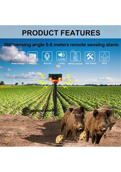 Güneş Kızılötesi Alarm Hareket Sensörü Dedektörü Açık Su Geçirmez Hayvan Kovucu Güvenlik Alarmı 129DB Köpek Havlama Kırmızı (Yurt Dışından) fırsatları