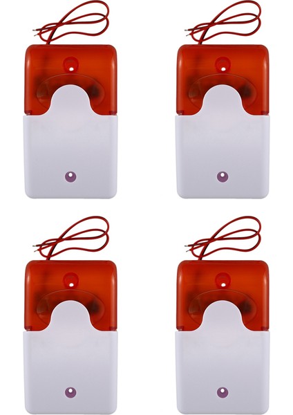 4x Mini Kablolu Strobe Uyarı Siren Dayanıklı Dc 12V Ses Alarmı Yanıp Sönen Hafif Ses Siren 115DB Turuncu (Yurt Dışından)