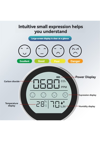 Hava Kalitesi Monitörü Co2 Metre Karbon Dioksit Dedektörü Ev Ofis Araç Gümüş Için Sıcaklık Nem Algılama (Yurt Dışından) fiyatları
