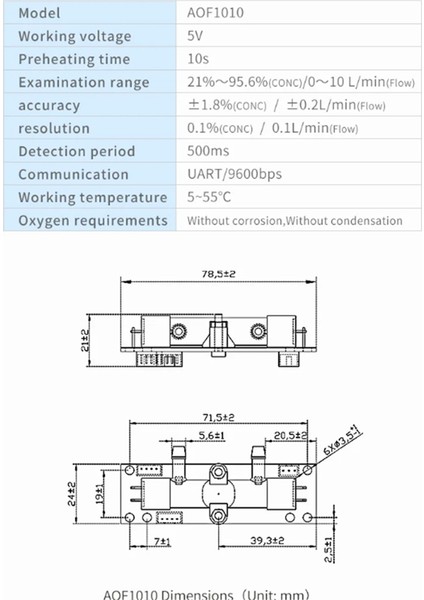 Asaır AOF1000 Ultrasonik Oksijen Konsantrasyon Akış Sensörü (B) (Yurt Dışından) fiyatları