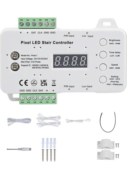 Hareket Sensörü LED Merdiven Piksel Işıkları Denetleyicisi Rgb LED Kontrolör Gün Işığı Sensörü Merdiven Aydınlatma Denetleyicisi (Yurt Dışından) modelleri