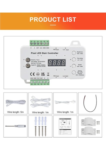 Hareket Sensörü LED Merdiven Piksel Işıkları Denetleyicisi Rgb LED Kontrolör Gün Işığı Sensörü Merdiven Aydınlatma Denetleyicisi (Yurt Dışından) fırsatları