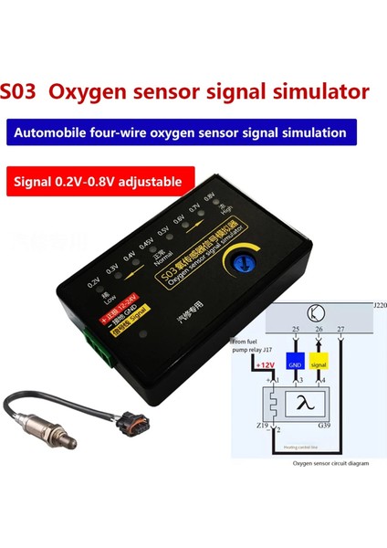 Yeni S03 Oksijen Sensörü Mini Tipi Otomobil Oksijen Sensörü Sinyal Simülatörü, Dört Telli Oksijen Sensör Sinyalini Simüle Et (Yurt Dışından) fiyatları