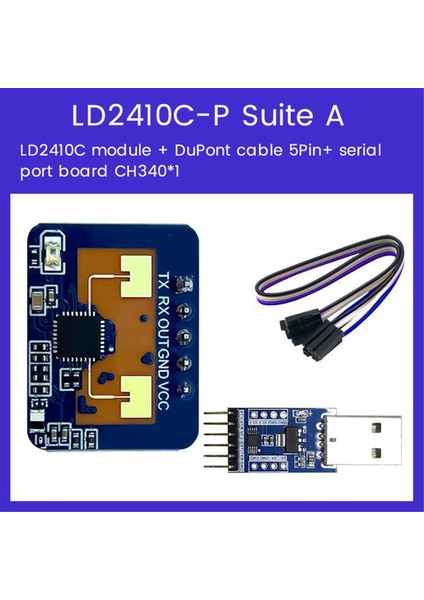LD2410C 24G Radar Insan Varlık SENSÖRÜ+CH340 Adaptör Fmcw Radar Millimetre Dalga Hareket Algılama Modülü DC5V (Yurt Dışından) fiyatları