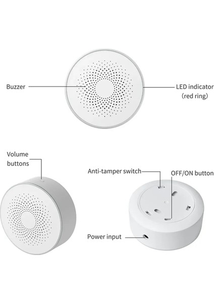 Tuya Smart Zigbee Siren Kablosuz Sesli ve Görünür Alarm 100DB Anti-Tamper Ac Güç Iş Hacim Ayarı Ab Fişi (Yurt Dışından) fiyatları