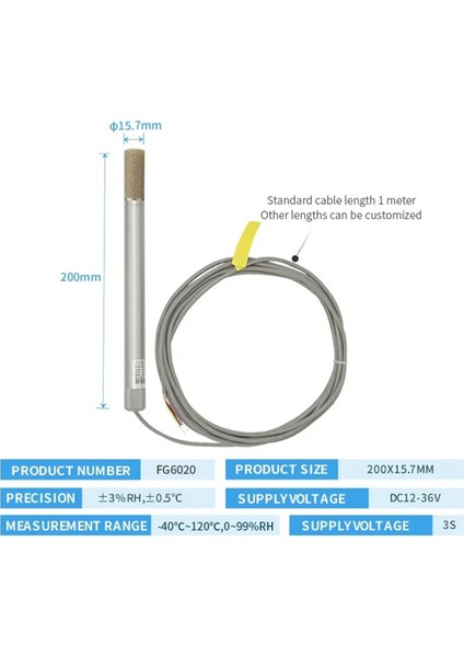 Metal Sıcaklık ve Nem Sensörü RS485 Yüksek Sıcaklığa Dayanıklı Boru Hattı Yüksek Hassasiyetli Endüstriyel Çip FG6020 (Yurt Dışından) fırsatları