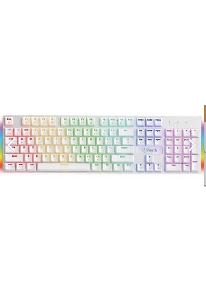 Shield White Red Switch Türkçe Q Rgb Full Metal Panel Mekanik Beyaz Gaming Klavye