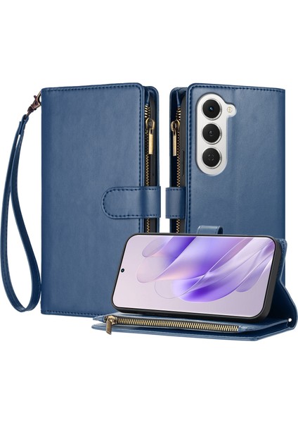 Tecno Spark 40 Pro 4g ile Uyumlu Rfıd Engelleme Kredi Kartı Tutucu Deri Fermuarlı Kapaklı Cüzdan Bilek Kayışı Destekli Koruyucu Kılıf (Yurt Dışından)