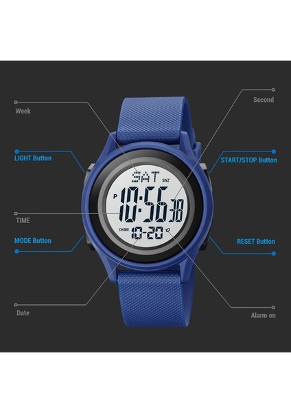 Açık Spor Izle Erkekler Çok Fonksiyonlu Saatler Çalar Saat Chrono Su Geçirmez Dijital Saat (Yurt Dışından)