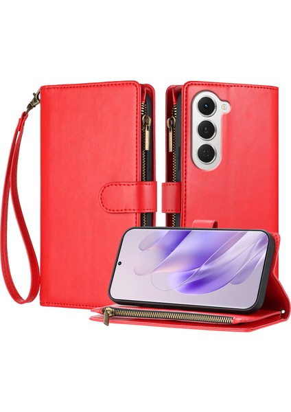 Tecno Spark 40 Pro Pro Plus 4g ile Uyumlu Rfıd Engelleme Kredi Kartı Tutucu Deri Fermuarlı Kapaklı Cüzdan Bilek Kayışı Destekli Koruyucu Kılıf (Yurt Dışından)