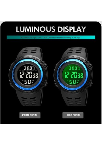 Mavi Siyah Kutu Skmeı Dijital LED Saatler Erkekler Vücut Ortam Sıcaklığı Tracker Erkek Spor Saatı Erkek Saat Reloj (Yurt Dışından) fiyatları