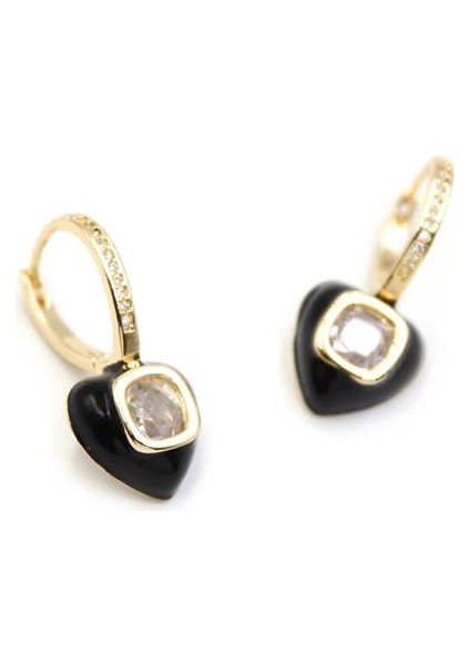 Mineli Kalp Küpe - Beyaz