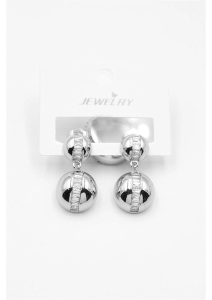 Baget Taşlı Küpe - Gümüş