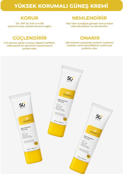 Leke Karşıtı Cilt Tonu Eşitleyici Yüksek Korumalı Güneş Kremi Spf 50+ 50ML (Aloe Vera Özlü)