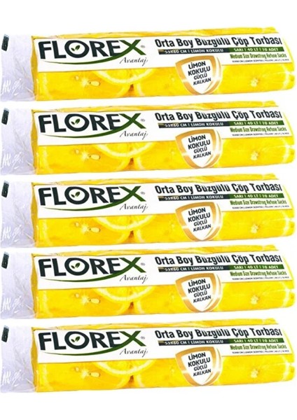 Büzgülü Limon Kokulu Orta Boy Çöp Torbası 55X60 cm 10'lu 5 Rulo fiyatları