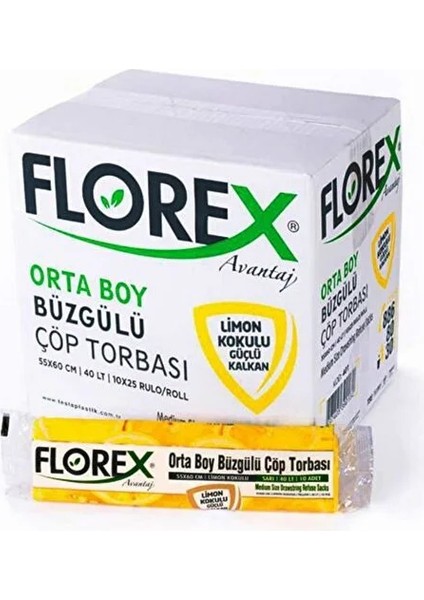 Büzgülü Limon Kokulu Orta Boy Çöp Torbası 55X60 cm 10'lu 5 Rulo fırsatları