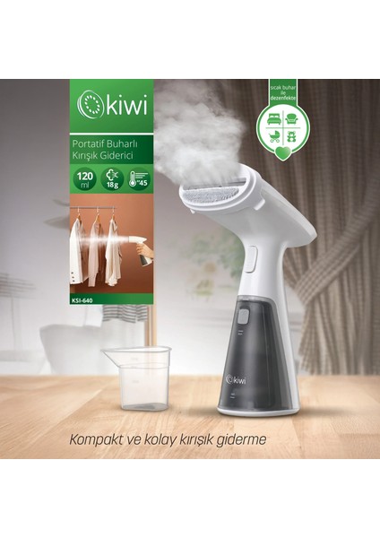 KSI-640 Buharlı Dikey Kırışık Düzeltici Ütü - Beyaz - 1000 Watt