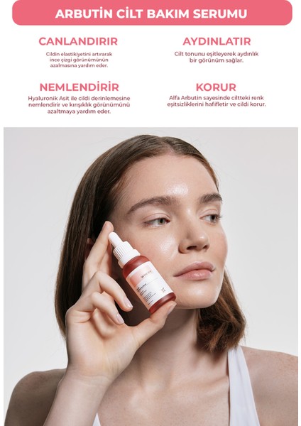 Leke Karşıtı, Cilt Tonu Eşitleyici, Aydınlatıcı Arbutin Serum (Arbutin 2% + Hyaluronic Acid)