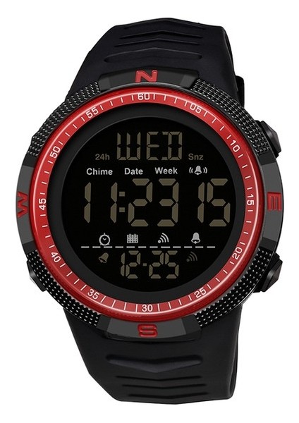 Siyah Kırmızı Sanda 6014 Dijital Saat Erkekler 50 M Su Geçirmez Spor Saatler Ordu Askeri LED Işık Kronometre Saat Reloj Hombre (Yurt Dışından)