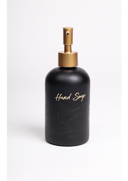 Bright Siyah Metal Ahşap Kulplu Stand 2'li Sıvı Sabunluk Seti Siyah 420 cc