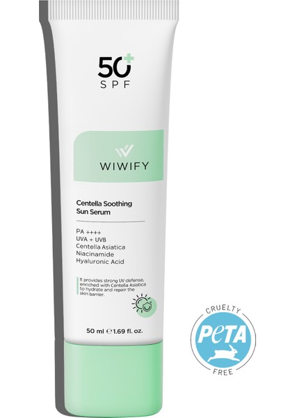 Yatıştırıcı Onarıcı Yüksek Korumalı Centella Soothing Sun Serum SPF 50 + Pa ++++ 50 ml
