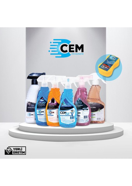 CEM CAR CARE Mega 6'Lı Oto Bakım Seti Yıkama Süngeri Hediyeli