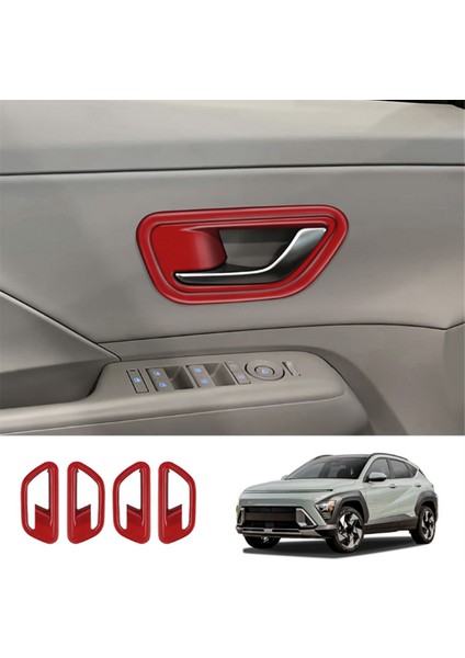 Araba Iç Kapı Kolu Kase Kapağı Hyundai Kona 2024+ Araba Iç Aksesuarları Için Kırmızı (Yurt Dışından) fiyatları