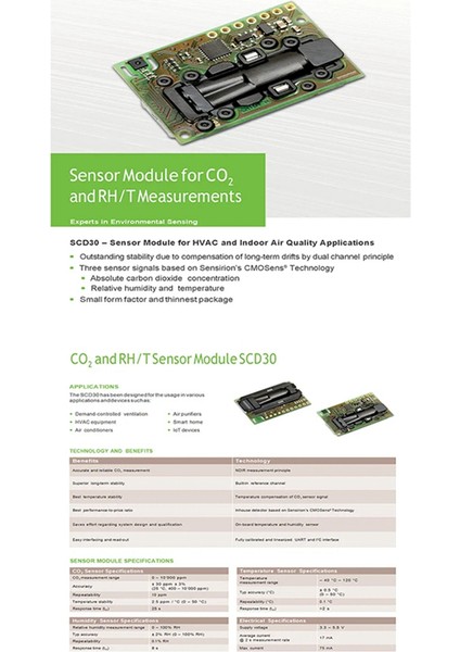 Co2 ve Rh/t Ölçümleri Için SCD30 Hava Kalitesi Sensörleri Modülü I2C Modbus Pwm (Yurt Dışından) fiyatları