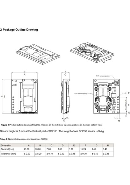 Co2 ve Rh/t Ölçümleri Için SCD30 Hava Kalitesi Sensörleri Modülü I2C Modbus Pwm (Yurt Dışından) modelleri