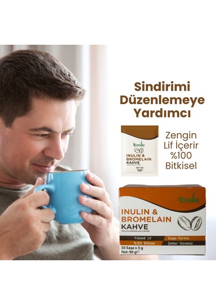Inülin- Bromelain Kahve Detox 30 Adet 3 gr Kutu Saşe 90 G modelleri