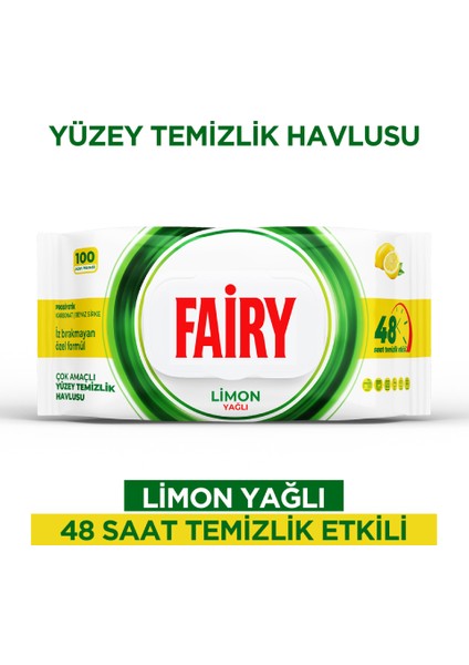 Çok Amaçlı Yüzey Temizlik Havlusu 100 Yaprak | Limon Yağlı | Beyaz Sirke Karbonat