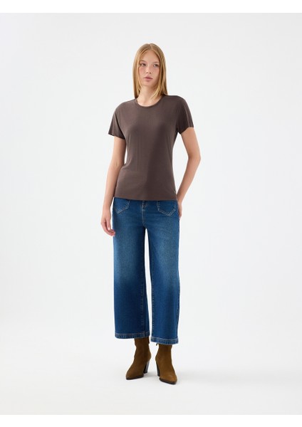 Crop Wide Leg Regular Fit Kadın Pantolon