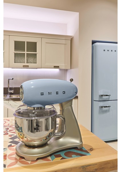 50's Style Retro Pastel Mavi Stand Mikser Smf02pbeu