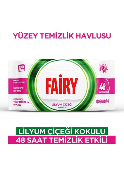 Çok Amaçlı Yüzey Temizlik Havlusu 100 Yaprak | Lilyum Çiçeği| Beyaz Sirke & Karbonat