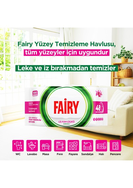 Çok Amaçlı Yüzey Temizlik Havlusu 100 Yaprak | Lilyum Çiçeği| Beyaz Sirke & Karbonat fırsatları