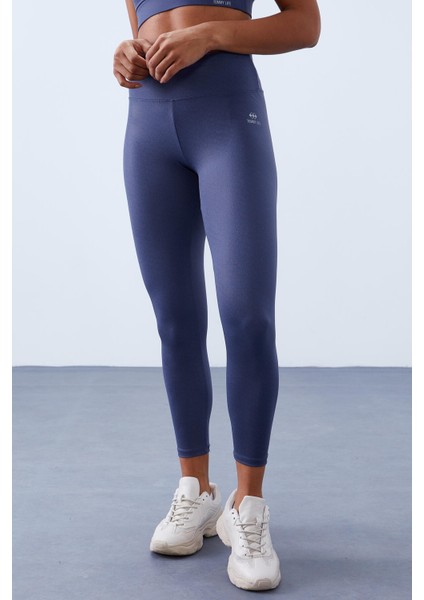 Petrol Yüksek Bel Toparlayıcılı Sırt Detaylı Slim Fit Büstiyer Kadın Tayt Takım - 95281