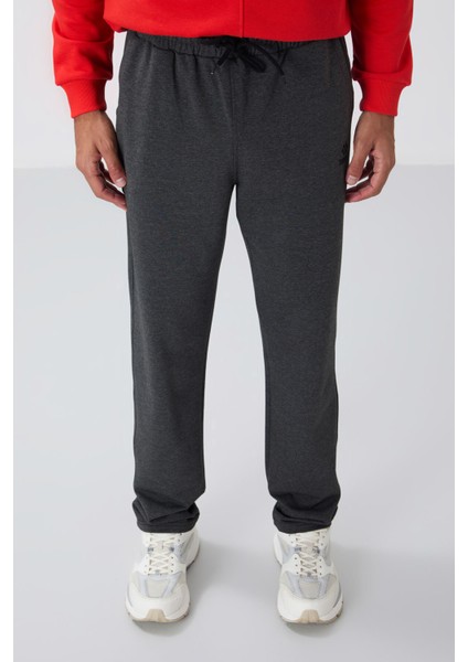 Antrasit Melanj Bağcıklı Cepli Standart Kalıp Klasik Paça Erkek Eşofman Alt - 84682