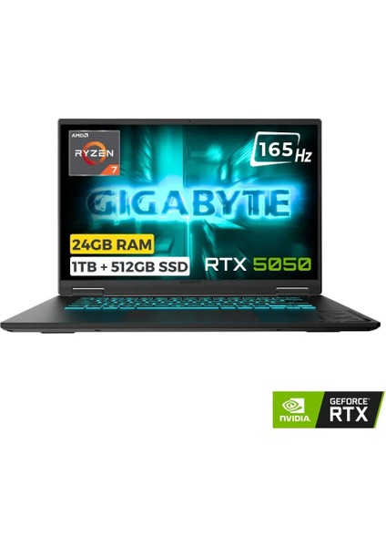 Gaming A16 3th Ryzen 7 260 24GB 1tb + 512GB SSD 8gb RTX5050 85W 16 Fhd+ 165Hz Freedos