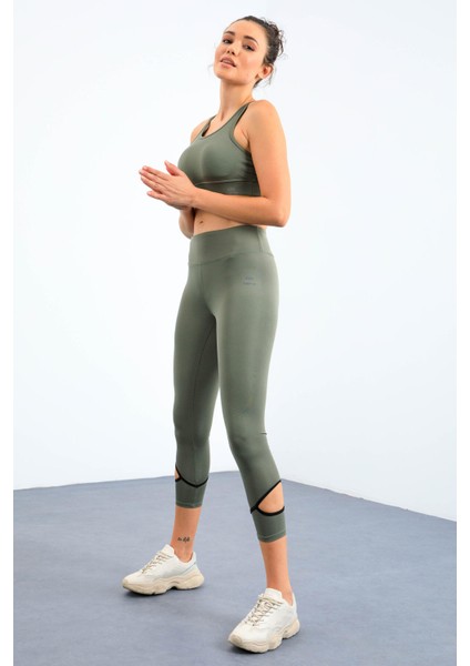 Çağla Bilekleri Pencereli Yüksek Bel Slim Fit Dar Paça Kadın Tayt - 94610 indirimleri