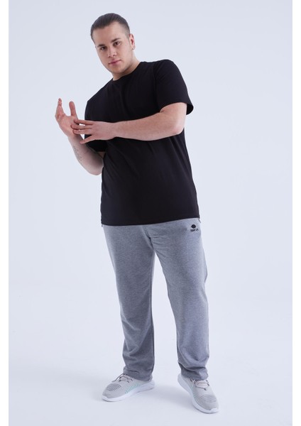 Siyah Basic Kısa Kol O Yaka Büyük Beden Erkek T-Shirt - 88072 fiyatları