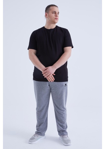 Siyah Basic Kısa Kol O Yaka Büyük Beden Erkek T-Shirt - 88072 fırsatları