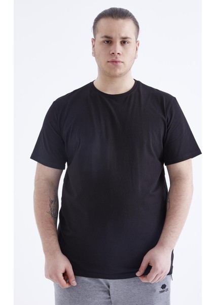 Siyah Basic Kısa Kol O Yaka Büyük Beden Erkek T-Shirt - 88072