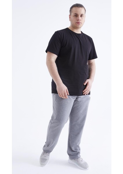 Siyah Basic Kısa Kol O Yaka Büyük Beden Erkek T-Shirt - 88072