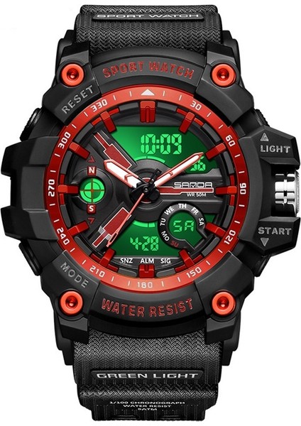 Gençlik Moda Trendi Siyah Teknoloji Saat Çok Işlevli Su Geçirmez Darbeye Dayanıklı Erkek Saati (Yurt Dışından)