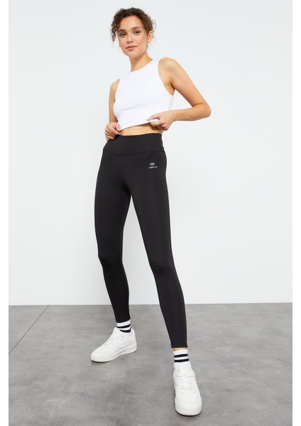 Siyah Yüksek Bel Streç Slim Fit Dar Paça Kadın Tayt - 94545 modelleri