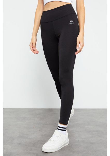 Siyah Yüksek Bel Streç Slim Fit Dar Paça Kadın Tayt - 94545 fırsatları