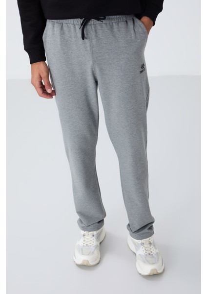 Gri Melanj Bağcıklı Cepli Standart Kalıp Klasik Paça Erkek Eşofman Alt - 84682